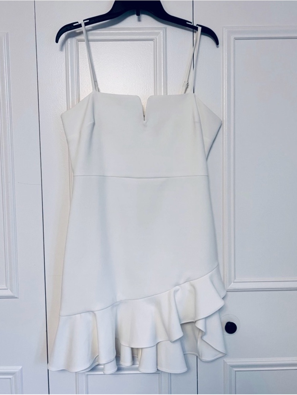 LIKELY Mini Dress Ruffle Hem Spaghetti Strap (adjustable) Hidden Zipper